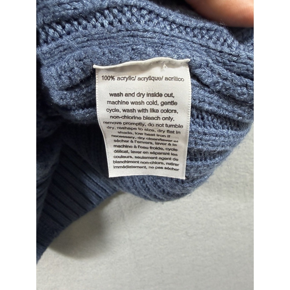 Tommy Hilfiger Women's Cable-Knit Mock-Neck Blue Sweater Size Small Cottagecore - Picture 6 of 7
